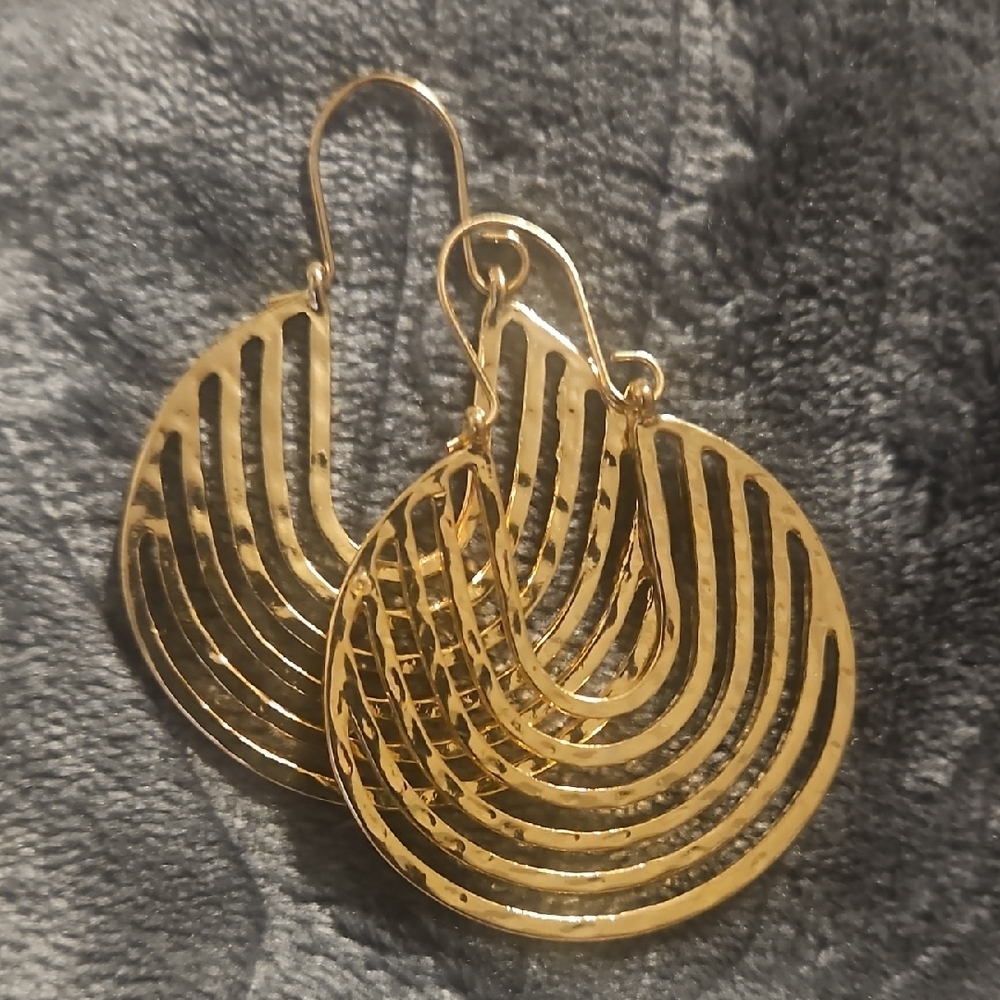 Anthropologie Shimmering Gold Sculptural Hoop Earrings